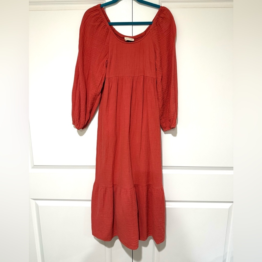 Universal Thread Long Sleeve Dark Coral Dress 💯% Cotton With Pockets